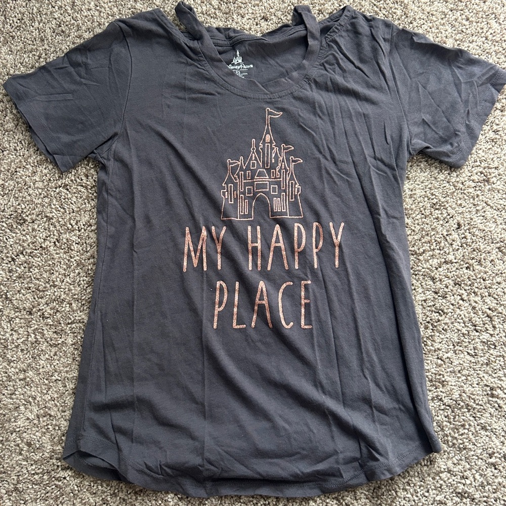 Gray Disney Parks Graphic Tee with Castle Design
